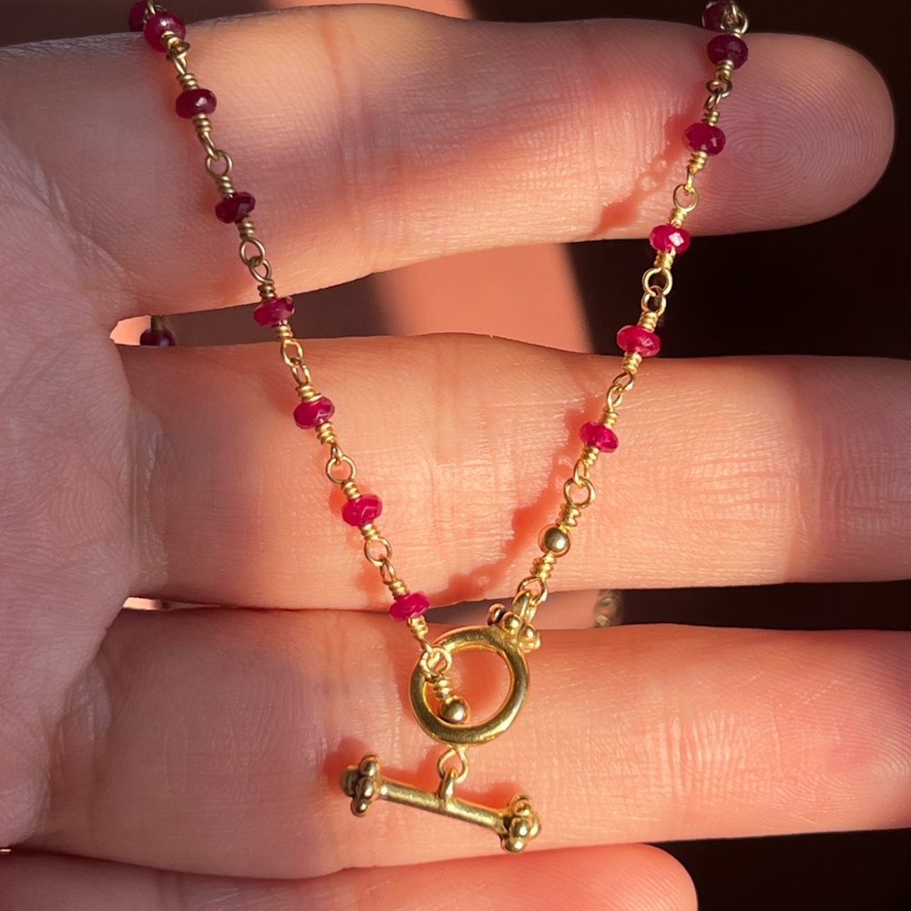 18k Natural Ruby necklace - Picture 5 of 12